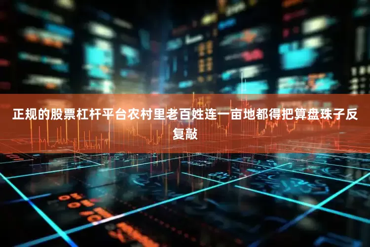 正规的股票杠杆平台农村里老百姓连一亩地都得把算盘珠子反复敲