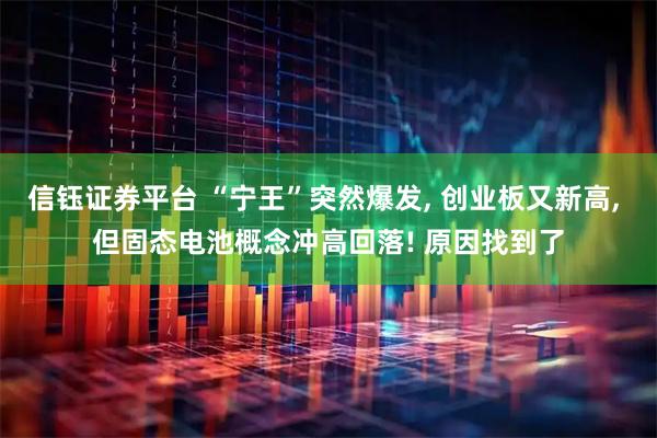 信钰证券平台 “宁王”突然爆发, 创业板又新高, 但固态电池概念冲高回落! 原因找到了
