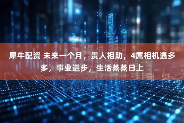 犀牛配资 未来一个月，贵人相助，4属相机遇多多，事业进步，生活蒸蒸日上