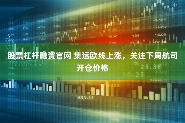股票杠杆融资官网 集运欧线上涨，关注下周航司开仓价格