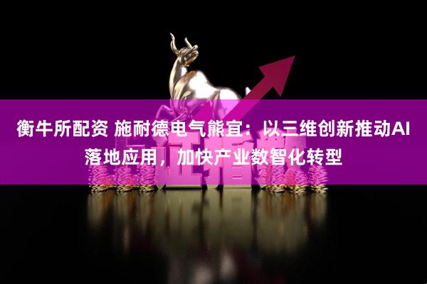 衡牛所配资 施耐德电气熊宜：以三维创新推动AI落地应用，加快产业数智化转型